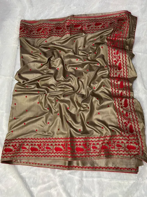 Pure Tussar Munga Silk Saree with Natural Texture & Elegant Lustre